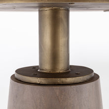 Load image into Gallery viewer, 54" Rounded Solid Wood And Metal Pedestal Base Dining Room Table - Brown
