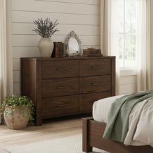 Load image into Gallery viewer, Metal Six Drawer Dresser - Brown