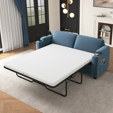 Load image into Gallery viewer, Sleeper Sofa Loveseat Sofa With Full Size Mattress, 2 USB Ports, 2 Cup Holders, 2 Side Pockets And Phone Holder