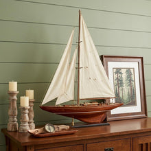 Load image into Gallery viewer, Fabric Hand Painted Model Boat - Dark Brown / Beige