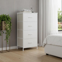 Load image into Gallery viewer, Fabric Wood Metal Four Drawer Dresser - White