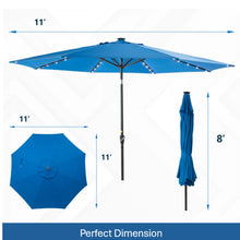 Load image into Gallery viewer, Solar LED Patio Umbrella With Crank Lift And Tilt, 8 Ribs, UV Resistant Canopy For Pool, Backyard & Patio (Without Base) - Blue