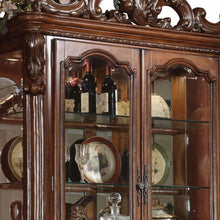 Load image into Gallery viewer, Oak Wood Poly Resin Glass Curio Cabinet - Cherry