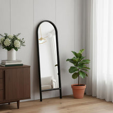Load image into Gallery viewer, 64" Solid Wood Arch Leaning Ladder Framed Full Length Mirror - Black