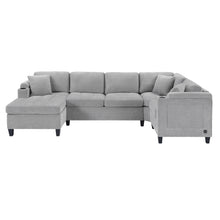 Load image into Gallery viewer, U Shaped Sectional Sofa, Corner Living Room Couch With Built In Cup Holders, Storage, USB Ports