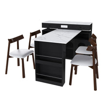 Load image into Gallery viewer, Retro Kitchen Island Set With Chairs, Extendable & Rotating Table, 4 Drawers & Door Cabinets