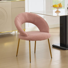 Load image into Gallery viewer, Boucle Metal Curved Back Dining Side Chair - Pink / Gold