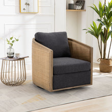 Load image into Gallery viewer, Barrel, Comfy Round Accent Sofa Chair With 360 Degree Swivel, Leisure Arm