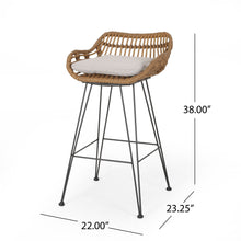 Load image into Gallery viewer, Outdoor Rattan Bar Chair With Metal Legs