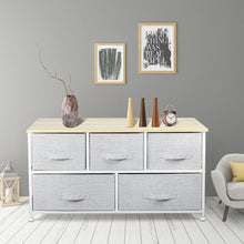 Load image into Gallery viewer, Steel And Fabric Five Drawer Dresser - Gray / White