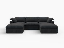 Load image into Gallery viewer, Two Piece Living Room Set Blend Modular Sofa With Ottoman Storage - Black