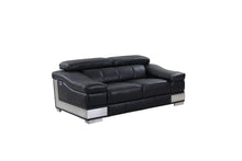 Load image into Gallery viewer, Love Seat Genuine Leather - Black / Silver