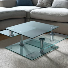 Load image into Gallery viewer, 32" Clear And Glass And Metal Coffee Table With Three Shelves - Silver