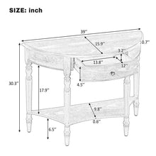 Load image into Gallery viewer, Half Moon Console Table With Drawer & Shelf For Living Room - Walnut