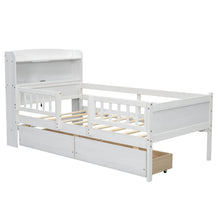 Load image into Gallery viewer, Platform Bed With LED Light, Multi Functional Headboard, Guardrail And 2 Drawers