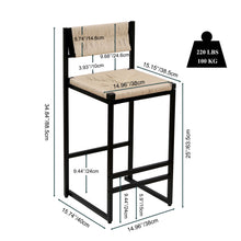 Load image into Gallery viewer, Bar Stools Paper Rope Weave Dining Chairs With Back Hand Weave Stools For Kichen Island, Bar & Counter (Set of 2)
