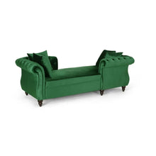 Load image into Gallery viewer, Lunarix - Velvet Fabric Chaise Lounge With Diamond Stitching And Turned Legs - Emerald