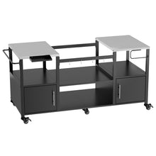 Load image into Gallery viewer, Outdoor Grill Table For Big Egg Style Bbq With Metal Grill Cart And Storage Box And Metal And Stainless Steel - Black / Silver