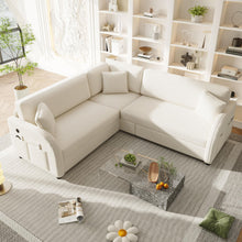 Load image into Gallery viewer, L-Shaped Couch With Pull-Out Bed, Oversize Convertible Sleeper Sofa With Side Pocket & USB Port