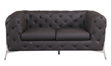 Load image into Gallery viewer, Italian Leather Loveseat - Brown / Silver