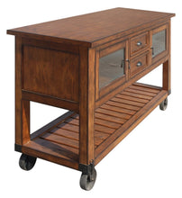 Load image into Gallery viewer, 58" Rustic Rolling Kitchen Cart With Storage - Dark Brown