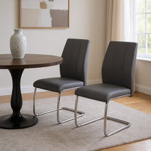 Load image into Gallery viewer, Upholstered Faux Leather Dining Room Side Chairs (Set of 2) - Gray