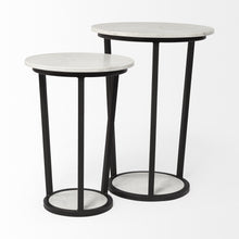 Load image into Gallery viewer, 21" Marble Round End Table - Black And White