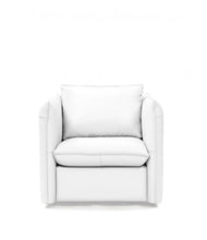 Load image into Gallery viewer, Genuine Leather And Silver Swivel Accent Chair - White