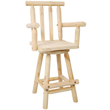 Load image into Gallery viewer, Rustic Bar Stool, Fir Wood Construction, Wide Armrest