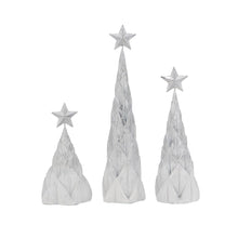 Load image into Gallery viewer, Resin / Foil Christmas Tree With Star Top (Set of 3) - White / Silver