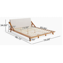 Load image into Gallery viewer, Okioki - Charleston Fabric Upholstered Acacia Wood Bed