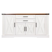 Load image into Gallery viewer, Barn Door Storage Cabinet With 2 Drawers & Door Rack, Adjustable Shelves