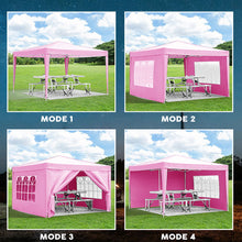 Load image into Gallery viewer, 10'X10' Folding Canopy With 4 Removable Sidewalls Outdoor Event Shelter UPF 50+ Gazebo Portable Tents For Parties Beach Camping Wedding Ez Pop Up Canopy 4 Pieces Weight Bag + Carry Bag