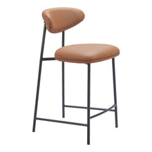 Load image into Gallery viewer, 25" Faux Leather And Steel Low Back Counter Height Bar Chairs (Set of 2) - Brown / Black
