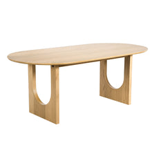 Load image into Gallery viewer, Solid Wood Mirrored Double Pedestal Base Oval Dining Table - Natural