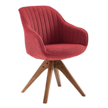 Load image into Gallery viewer, Fabric And Natural Swivel Arm Chair 23" - Red