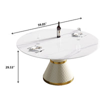 Load image into Gallery viewer, Modern Artificial Stone Round Carbon Steel Base Dining Table, Can Accommodate 6 People