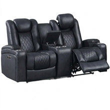 Load image into Gallery viewer, Power Reclining Loveseat With Adjustable Headrest, Storage, Cup Holders - Inky Blue