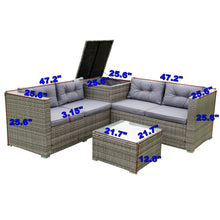 Load image into Gallery viewer, 4 Piece Patio Sectional Wicker Rattan Outdoor Furniture Sofa Set With Storage Box