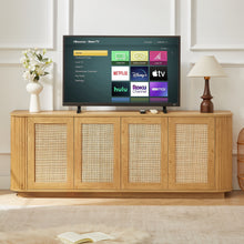 Load image into Gallery viewer, Contemporary Wave Shaped TV Stand With Rattan Doors