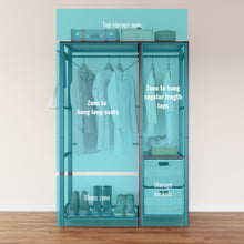 Load image into Gallery viewer, Garment Rack With Shelves, 2 Wicker Drawers, 4 Hooks, Organizer