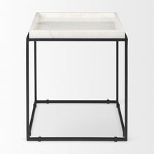 Load image into Gallery viewer, 20" Marble And Metal Square Frame End Table - Black