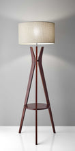 Load image into Gallery viewer, 60" Solid Wood Tripod Floor Lamp With Drum Shade - Brown / White