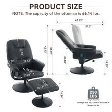 Load image into Gallery viewer, 360° Swivel Reclining Chair With Wrapped Base, 5 Point Vibration Massage