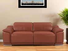 Load image into Gallery viewer, Italian Leather USB Reclining Sofa With Silver Legs - Camel