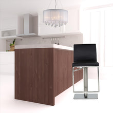 Load image into Gallery viewer, Faux Leather And Stainless Steel Swivel Low Back Bar Height Bar Chair - Black And Silver
