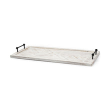 Load image into Gallery viewer, 35" Wood Indoor Outdoor Tray With Handles - White / Natural