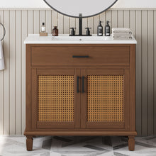 Load image into Gallery viewer, Bathroom Vanity With Ceramic Sink, Modern Free Standing Cabinet With Soft Close Drawers