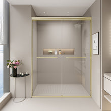 Load image into Gallery viewer, Double Sliding Shower Door, Semi-Frameless Bypass Bathroom Sliding Door With 1/4" (6 Mm) Tempered Glass For Walk-In Shower