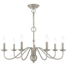 Load image into Gallery viewer, 16" Seven Light Dimmable Chandelier With Shades - Nickel
